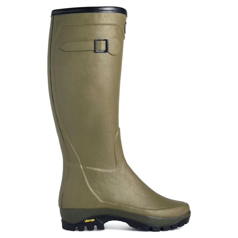 Le Chameau Womens Country Jersey Lined Vibram Rubber Boots Green S