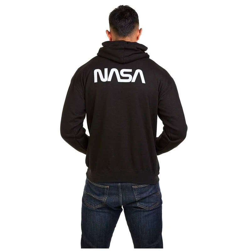 Vintage Club Mens NASA Circle Logo Hoodie Black Sportpursuit