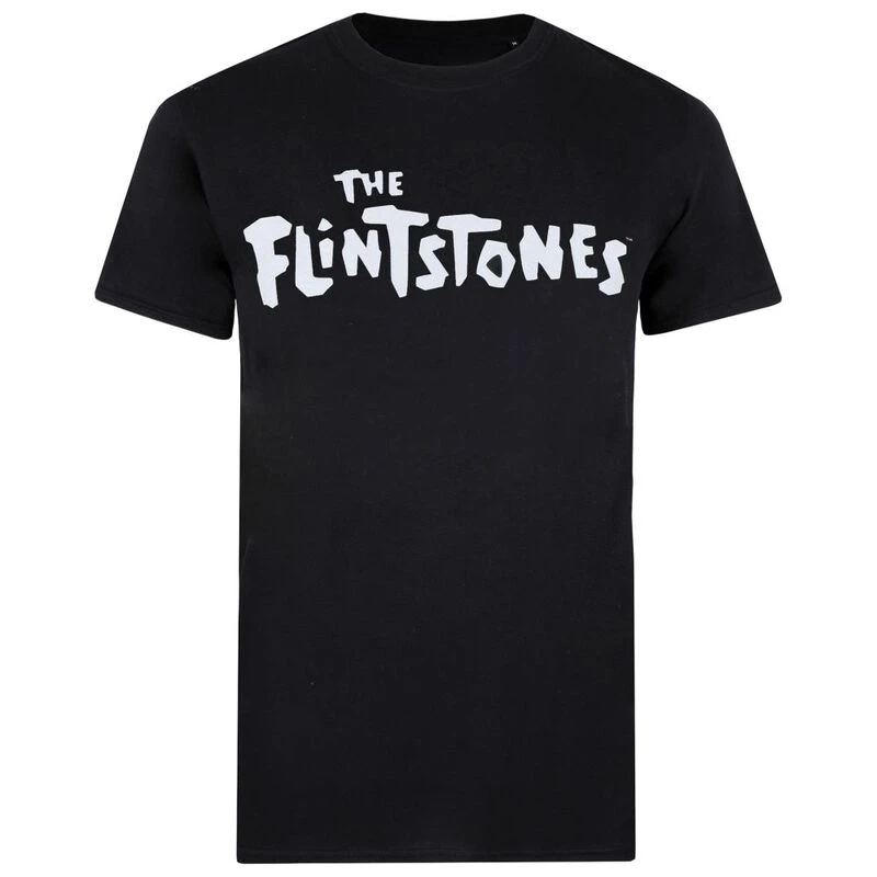 Vintage Club Mens Flintstones Logo T Shirt Black Sportpursuit