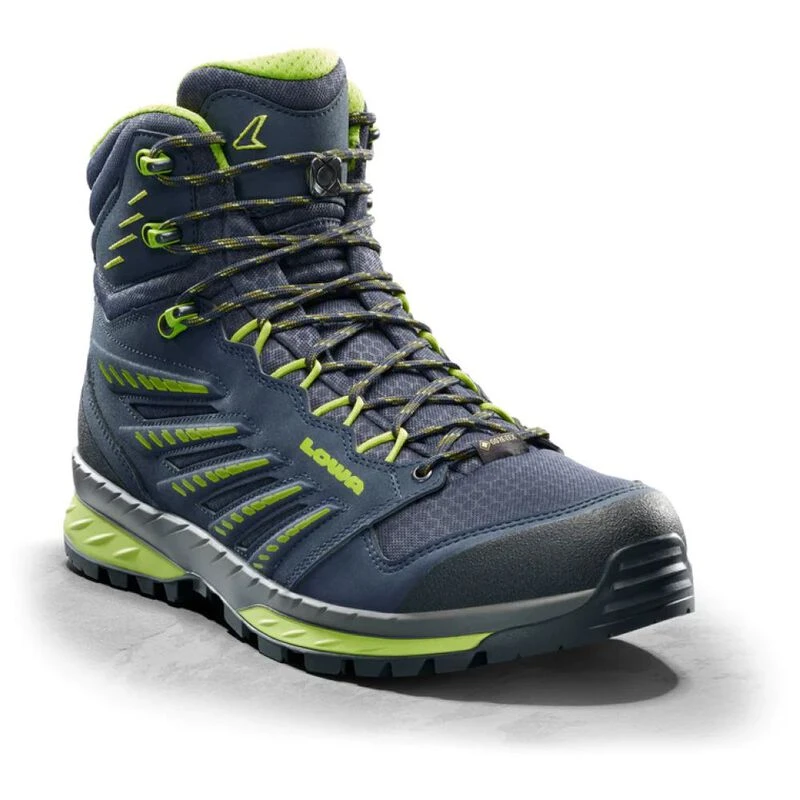 Lowa Mens Trek Evo Mid GTX Hiking Boots (Navy/Lime) | Sportpursuit.com
