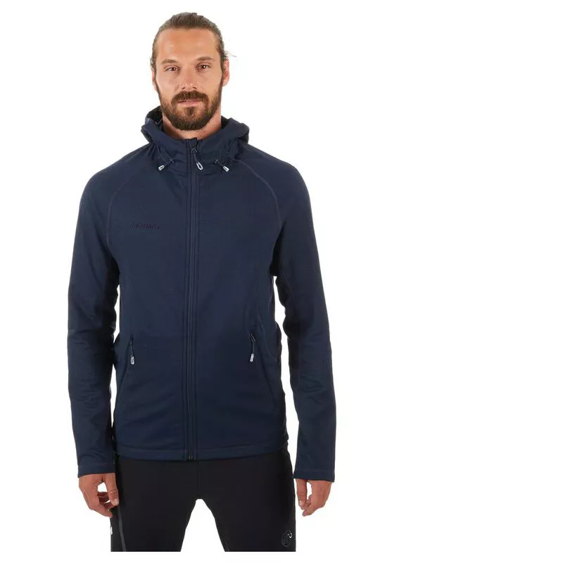 Mammut Mens Runbold Hooded Midlayer Jacket Marine Dark Melange Spo