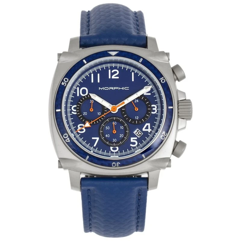 Morphic Mens M83 Series Chronograph Watch Silver Blue Sportpursuit