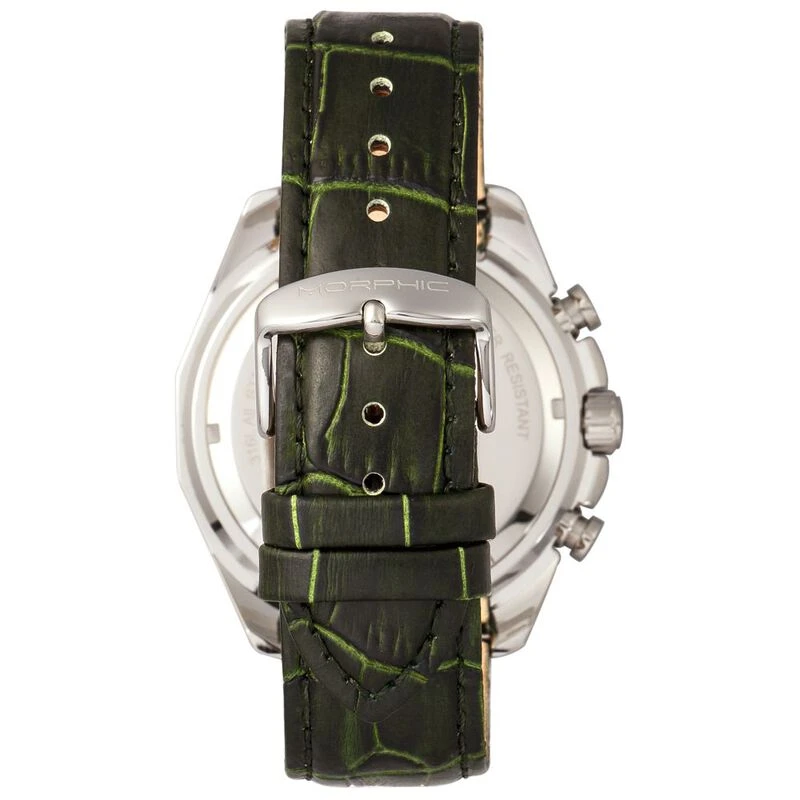 Morphic Mens M66 Series Skeleton Dial Leather Band Watch Silver Fores