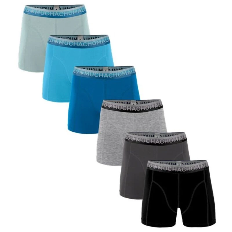 Muchachomalo Mens 6-Pack Solid Boxer Briefs (Black/Grey/Blue) | Sportp