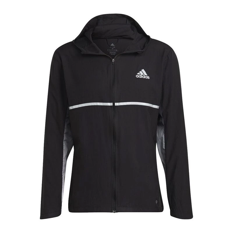 Adidas Mens Performance Own The Run Colorblock Jacket Black Gretwo Wh