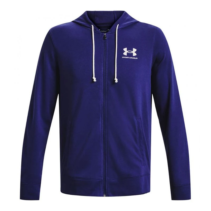 Under Armour Mens Rival Terry Full Zip Hoodie Sonar Blue Onyx White