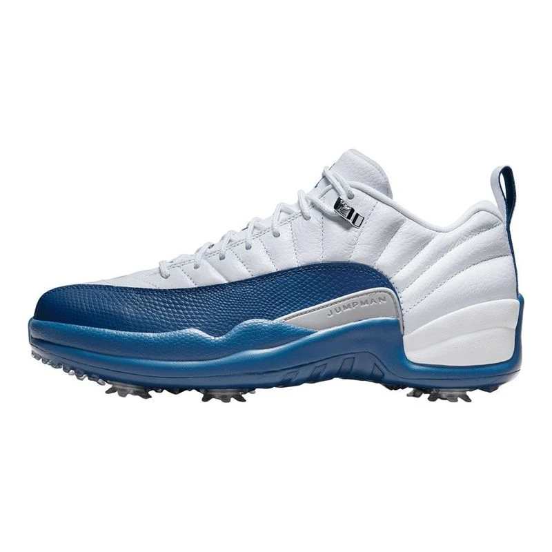 Nike Mens Air Jordan XII Low Golf Shoes White French Blue Metallic Si