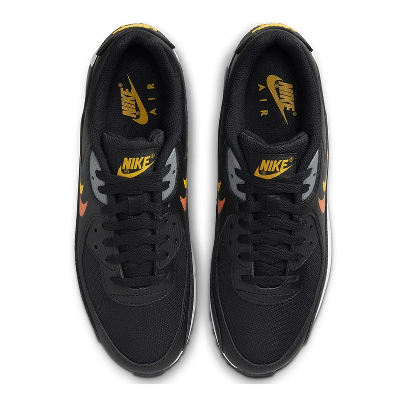Nike Mens Air Max 90 Casual Shoes Black Safety Orange University Gold