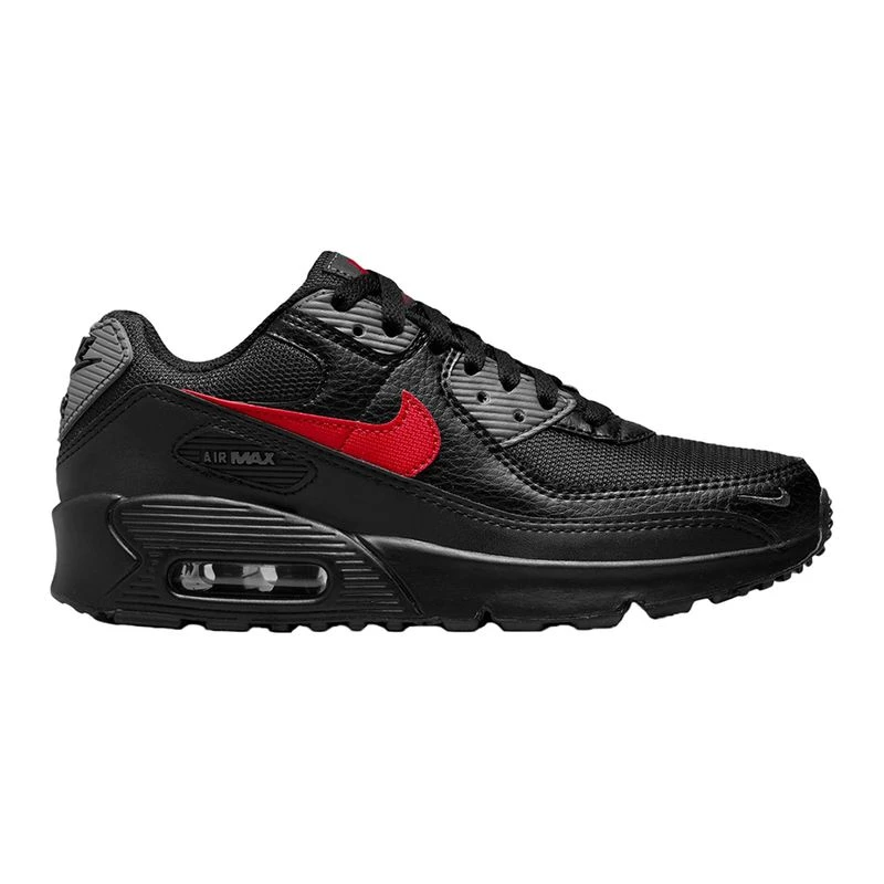 Nike Kids Air Max 90 GS Casual Shoes Black Gym Red Iron Grey Sport