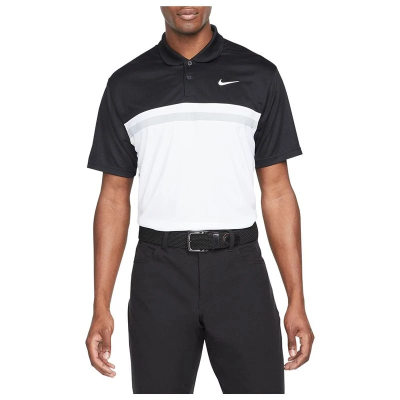 Nike Mens Dri FIT Victory Polo Black White Light Smoke Grey White