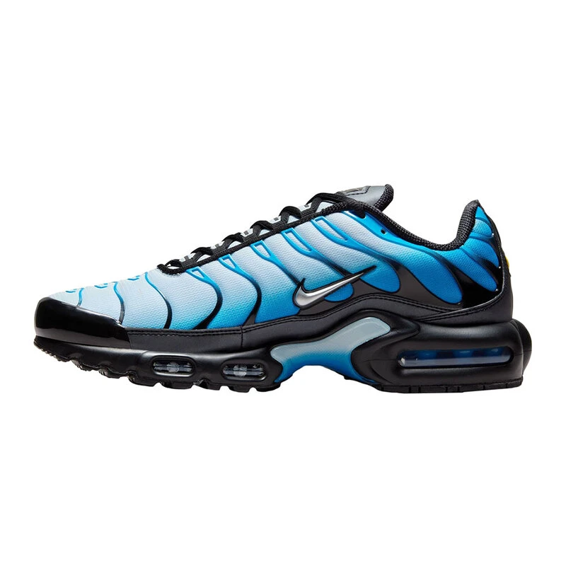 Nike Mens Air Max Plus Casual Shoes Black Metallic Silver Neptune Blu