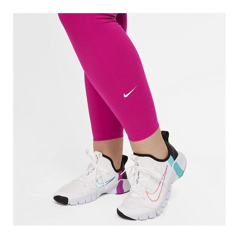Nike Womens One Dri-FIT MR Leggings (Fireberry/White) | Sportpursuit.c