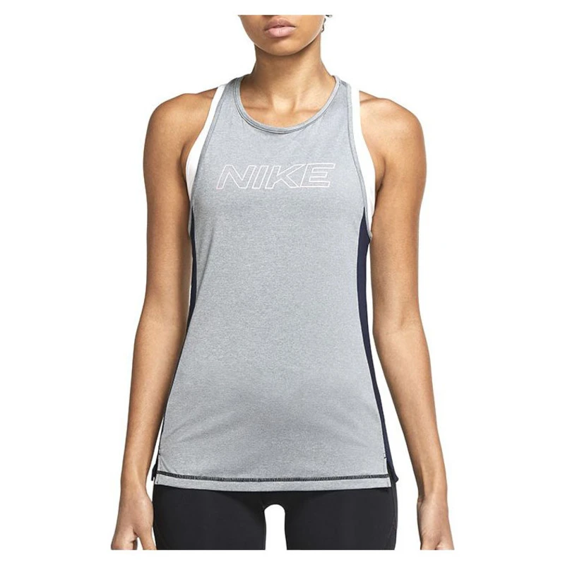 Nike Womens Pro Graphic PP1 Tank Top (Smoke Grey/Heather/Obsidian/Whit