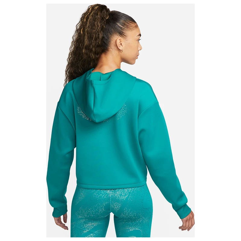 Nike Womens Dri FIT Graphic Hoodie Bright Spruce Black Sportpursui