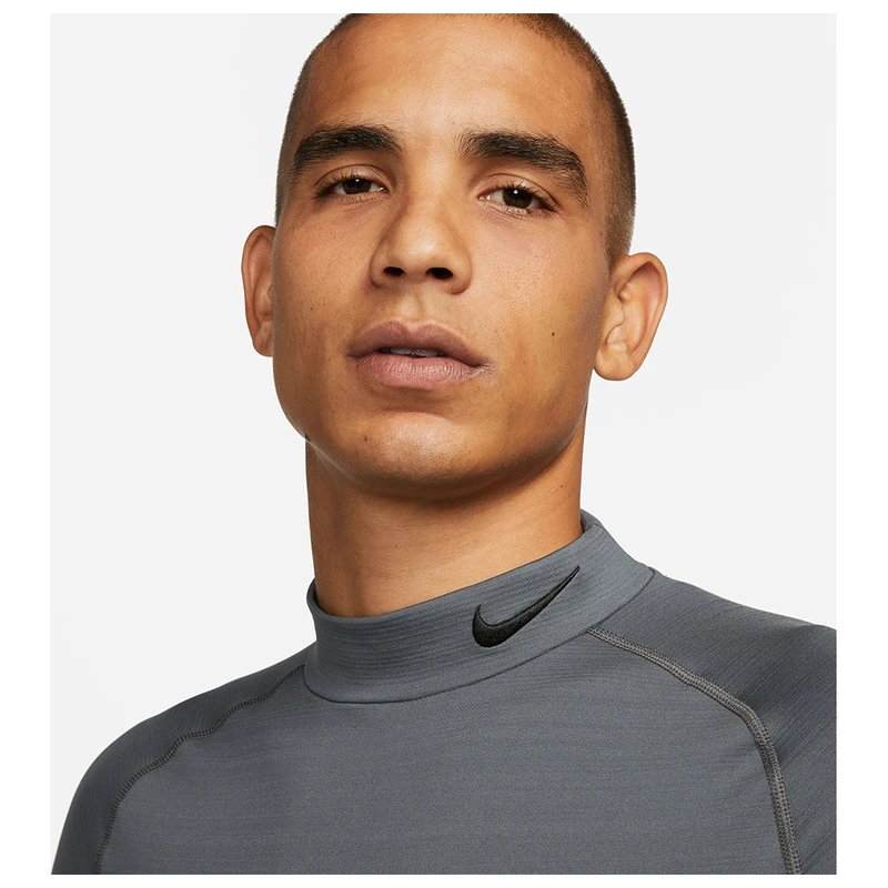 Nike Mens Pro Warm Long Sleeve Top (Iron Grey/Black) | Sportpursuit.co