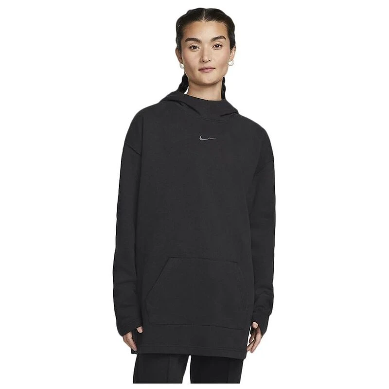Nike Oversized Funnel Neck Fleece Hoodie Black Sportpursuit