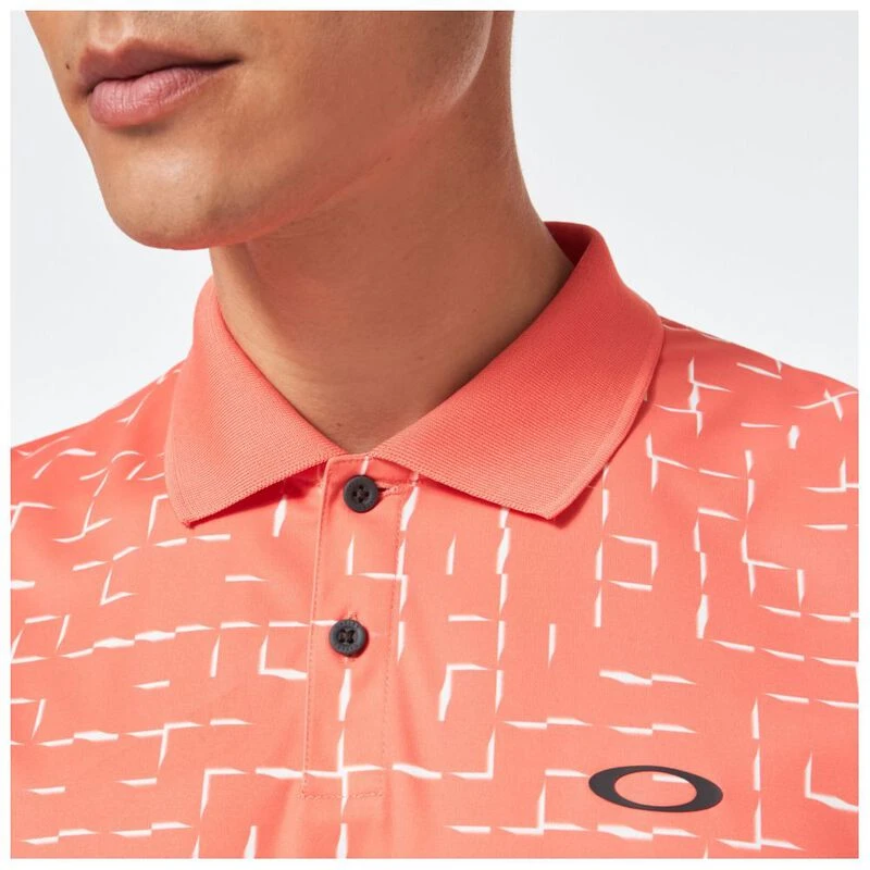 Oakley Mens Divisional Print Polo Shirt Geometric Gradient Sunset