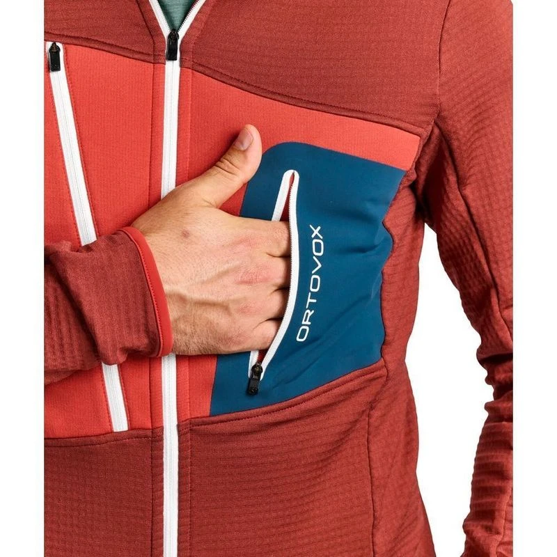 Ortovox Mens Fleece Grid Jacket Clay Orange Sportpursuit