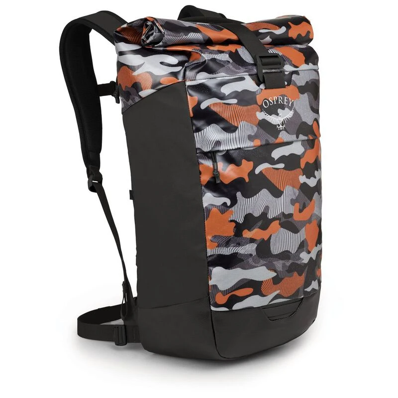 Osprey Transporter Roll Top 28L Daysack Black Orange Camo Sportpur