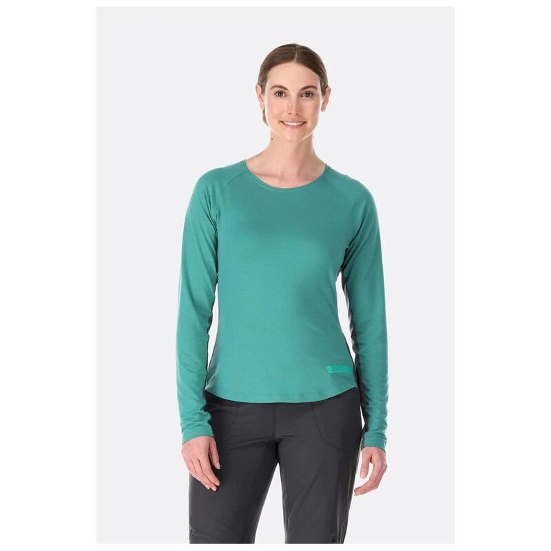 Rab Womens Lateral Long Sleeve T-Shirt (Storm Green/Grey Marl) | Sport