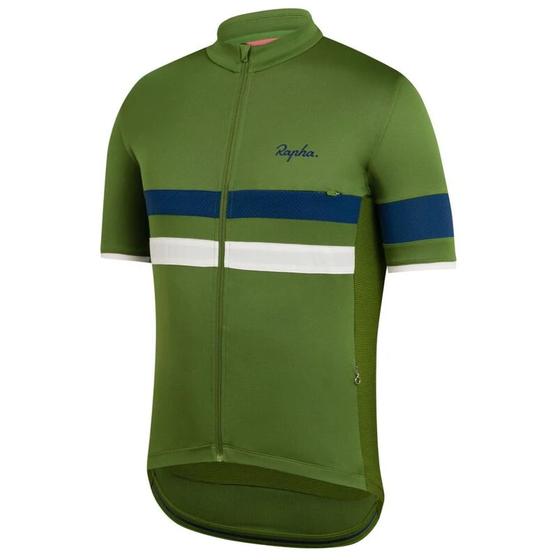 Rapha Mens Brevet Lightweight Jersey Green Navy Sportpursuit