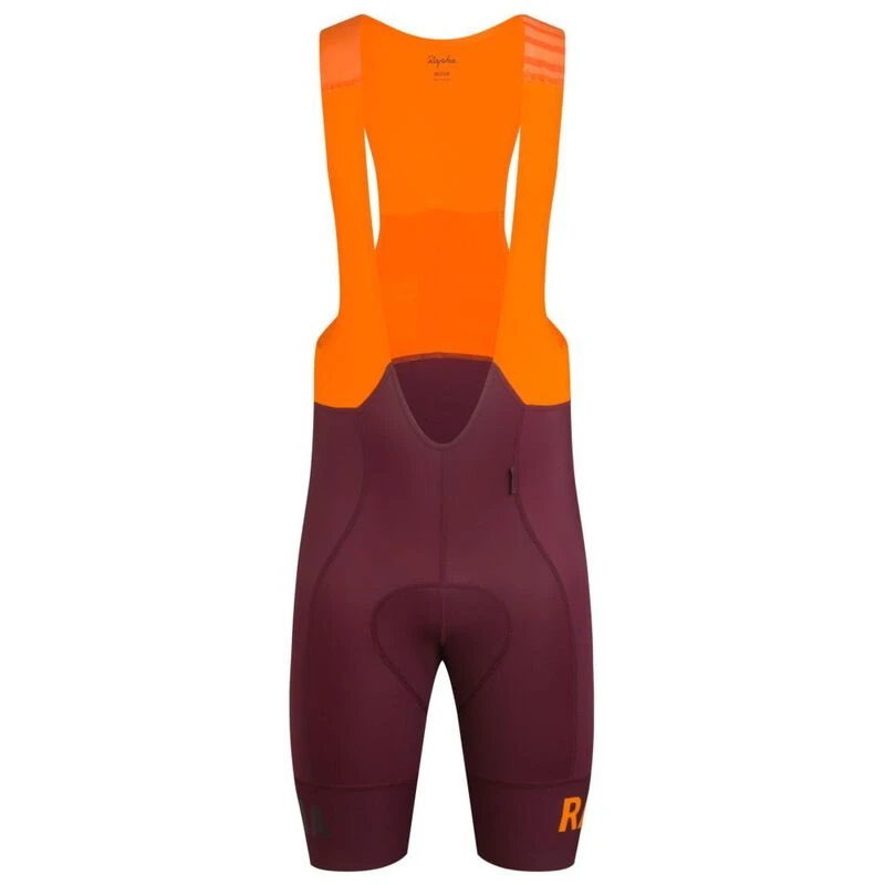 Rapha Mens Pro Team II Bib Shorts Wine Bright Orange Sportpursuit