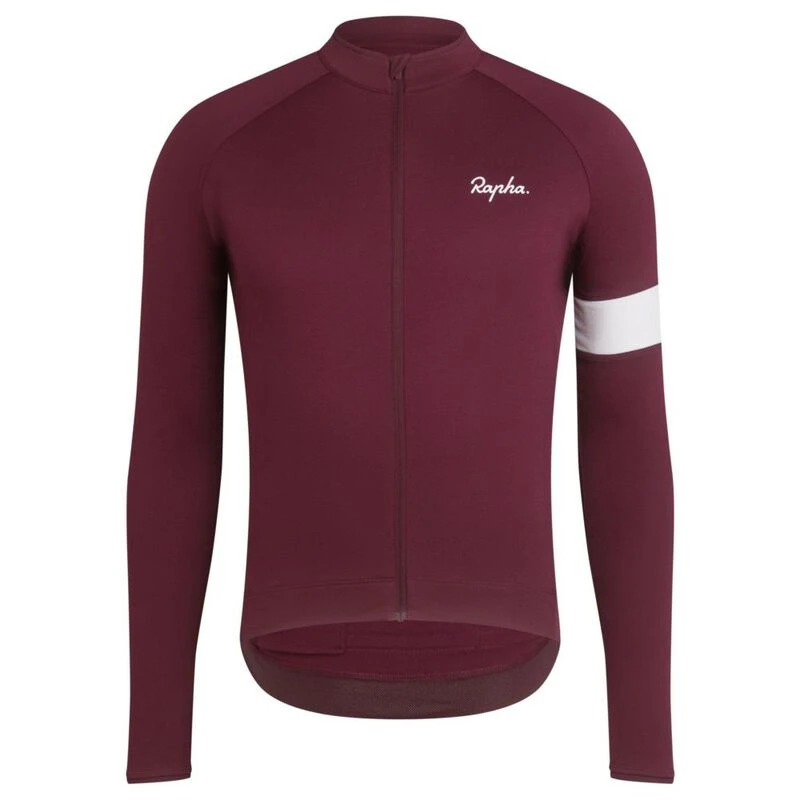 Rapha Mens Long Sleeve Core Jersey Wine White Sportpursuit