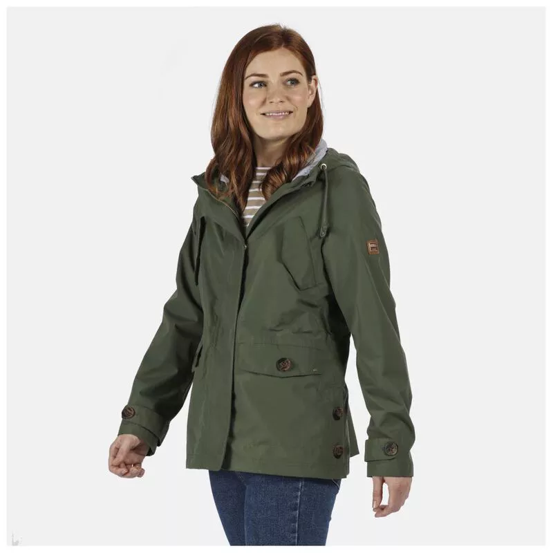 Women's ninette lightweight hooded waterproof jacket thyme 2025 leaf