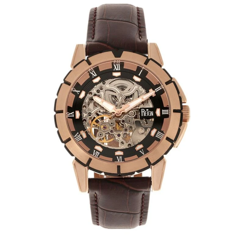 Reign Philippe Automatic Skeleton Heren Casual Horloge Roze privat