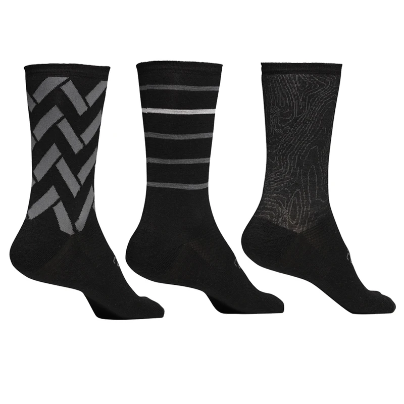 Rivelo Merino Mix Socks (3 Pack - Black/Charcoal) | Sportpursuit.com