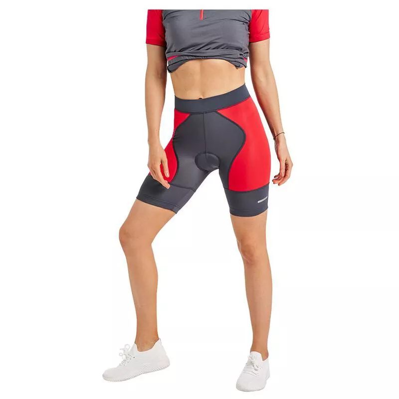 Rough Radical Womens Mobile Bike Shorts Grey Crimson Sportpursuit