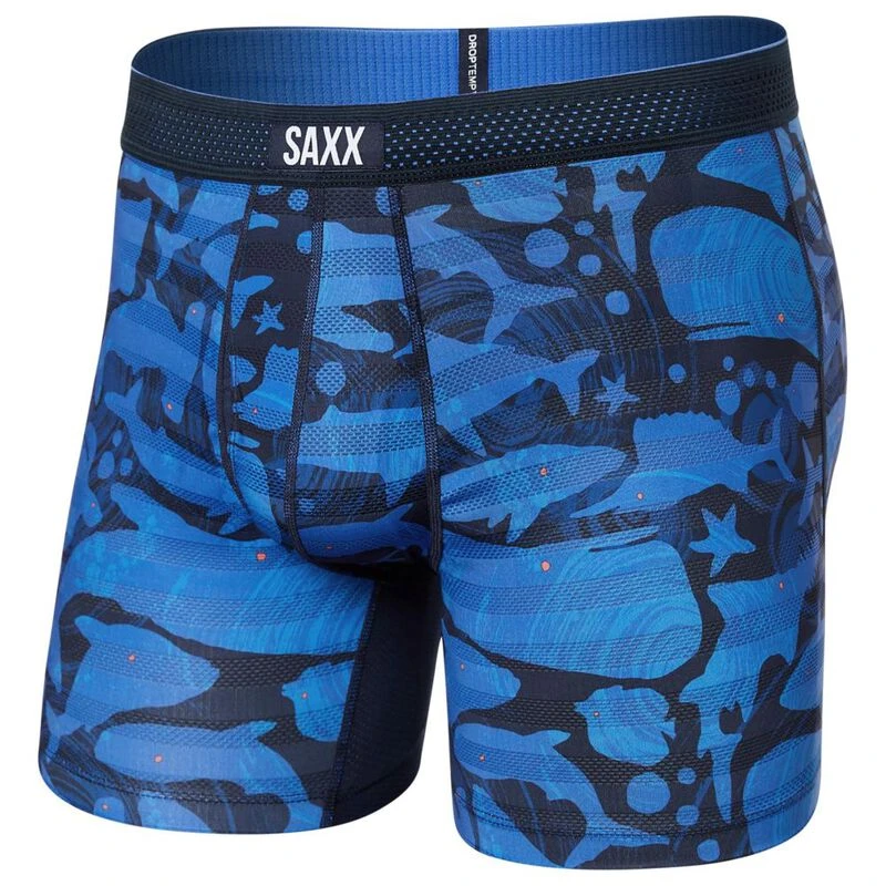 Saxx Mens Droptemp Mesh Boxer Briefs (Voyagers/Navy) | Sportpursuit.co