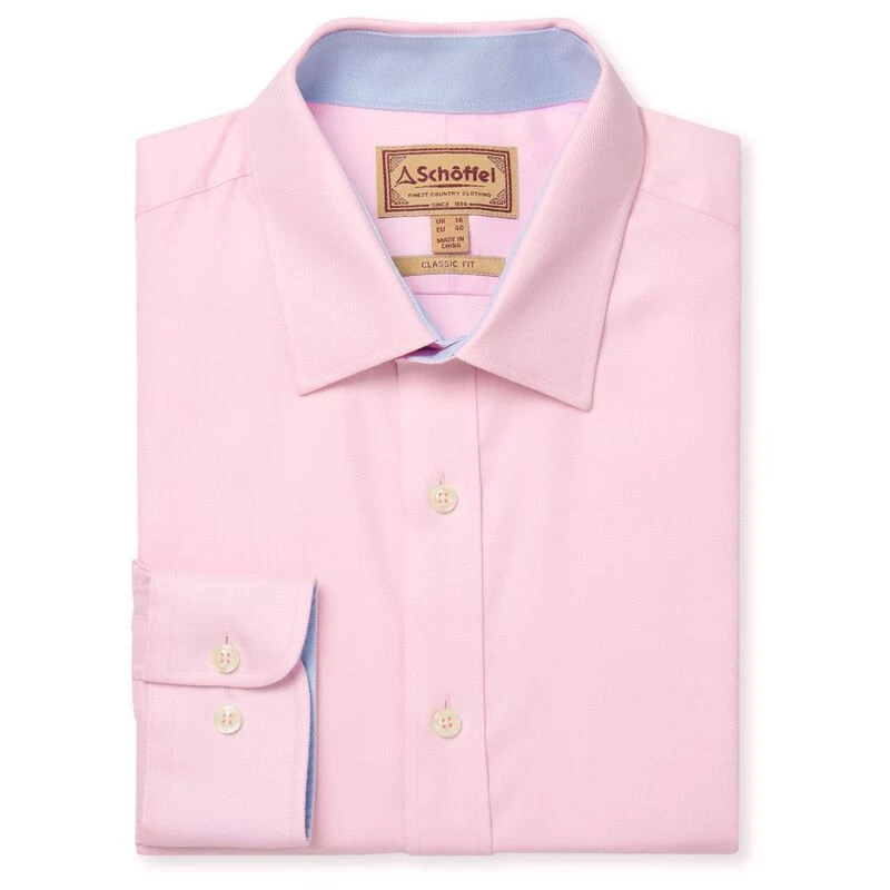 Schoffel Mens Greenwich Classic Shirt (Pale Pink Diagonal) Sportpurs