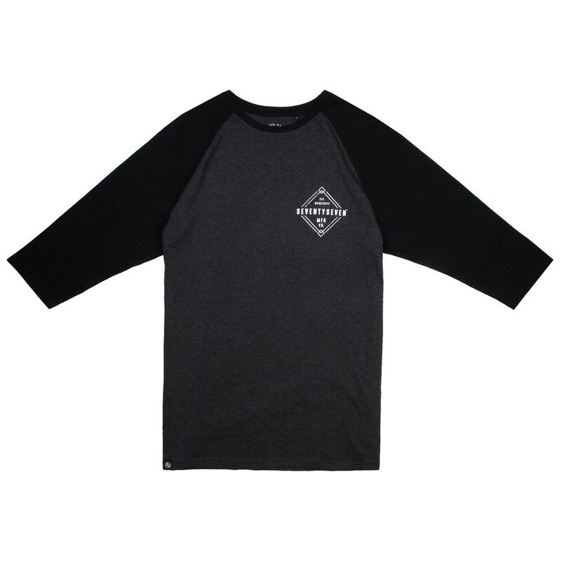 Seventy Seven Mens Diamond Raglan T Shirt Charcoal Heather Black S