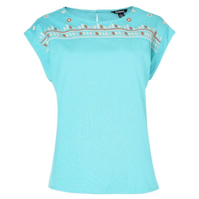 Sherpa Womens Tharu Short Sleeve Shirt Azul Namaste Sportpursuit.c