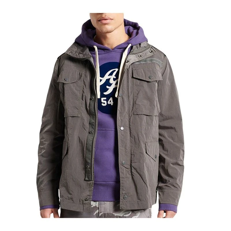 Superdry Mens New Military Field Jacket Charcoal Sportpursuit