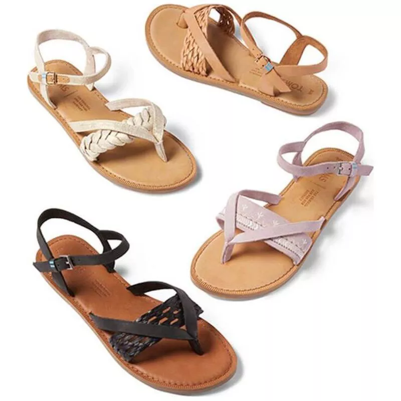 TOMS Womens Lexie Sandals Black Leather Sportpursuit