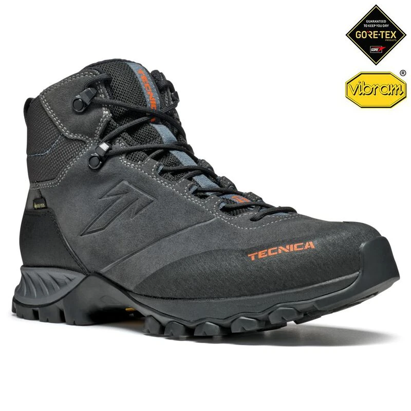Tecnica Mens Granit Mid GTX Hiking Boots Deep Grey Ultra Orange