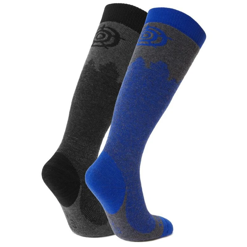 TOG 24 Mens Aprica Ski Socks 2 Pack (Black/Royal Blue) | Sportpursuit.