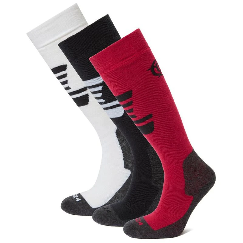 TOG 24 Womens Bergenz Ski Socks 3 Pack (Black/Dark Pink/Optic White)