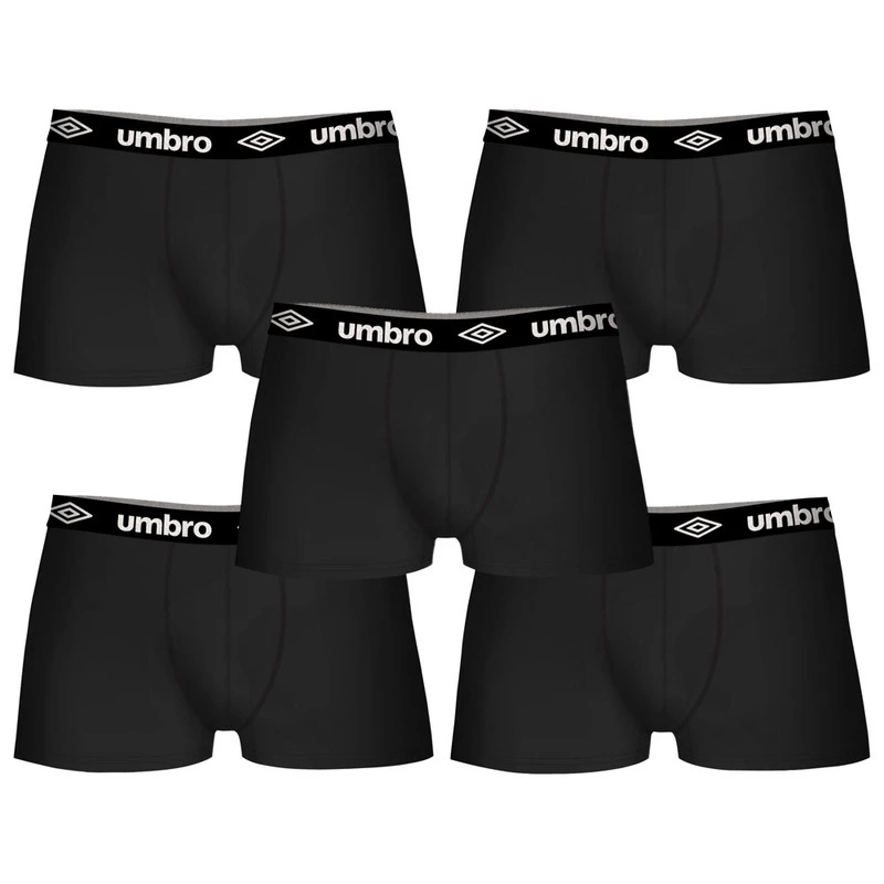 Umbro Mens Cotton Boxers (5 Pack - Black)