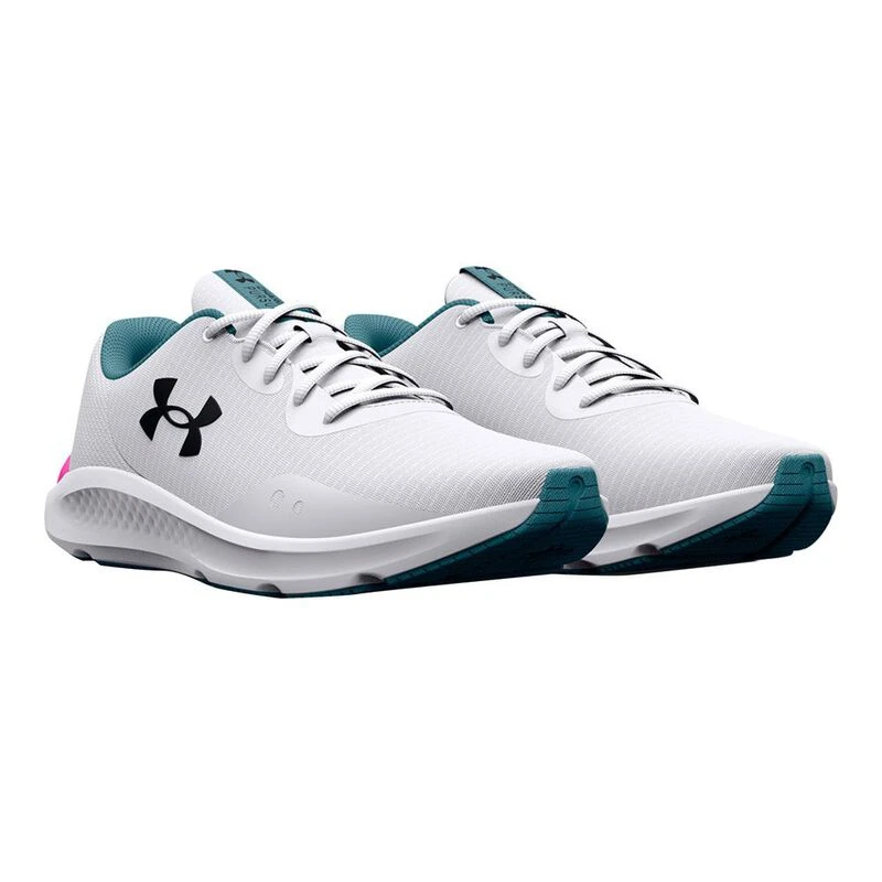 UnderArmour Womens Charged Pursuit 3 Tech Running Shoes (White/White/B