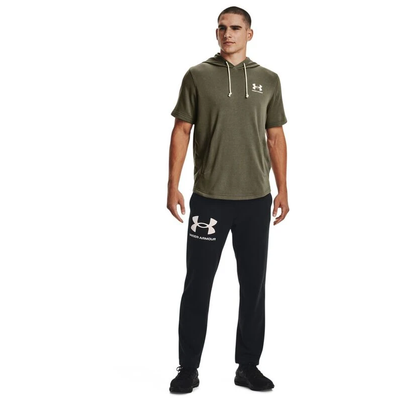 Under Armour Mens Rival Terry Left Chest Short Sleeve Hoodie Green