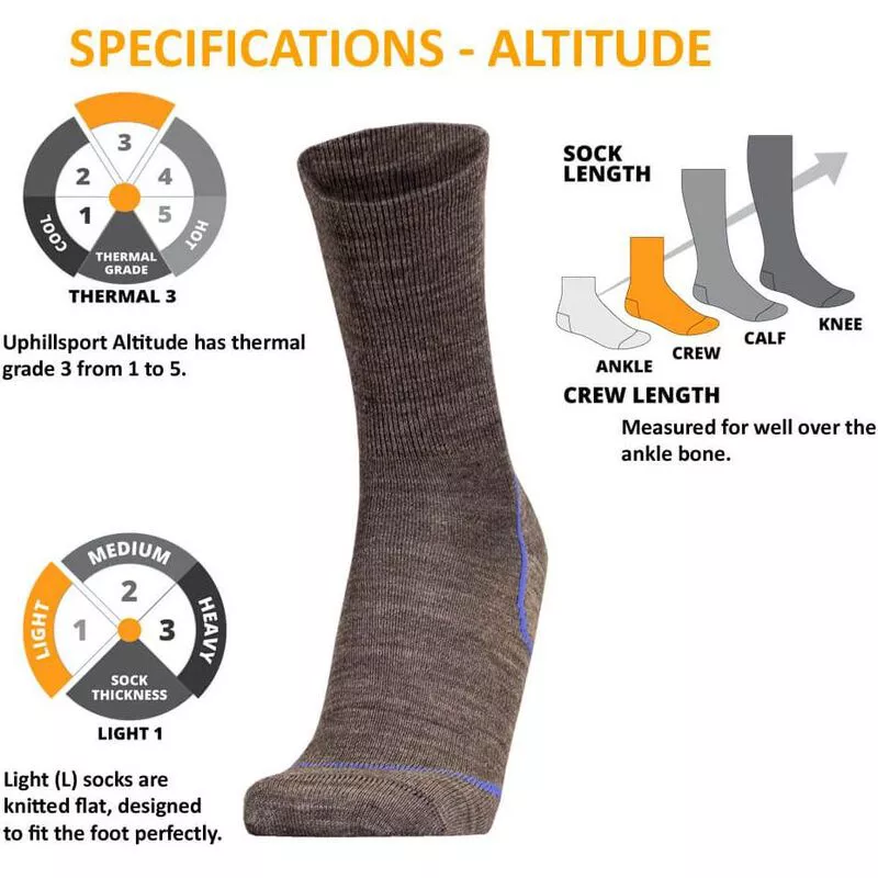 Uphill Sport Altitude Thermal Merino Blend Socks (Black/Blue) | Sportp