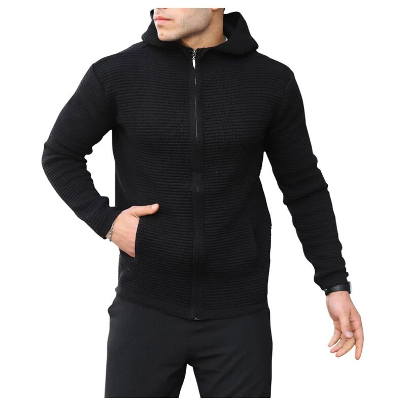 Valiberta Mens Zipped Hooded Jacket (Black) | Sportpursuit.com