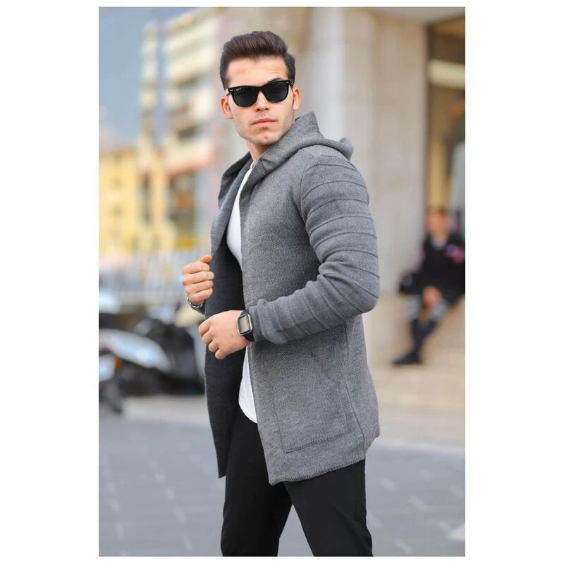 Valiberta Mens Plain Hooded Cardigan Smoked Sportpursuit
