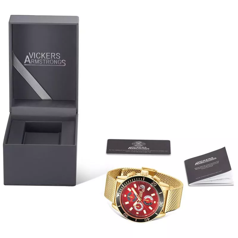 Vickers Armstrongs Limited Edition Aviator Watch Gold Sportpursuit