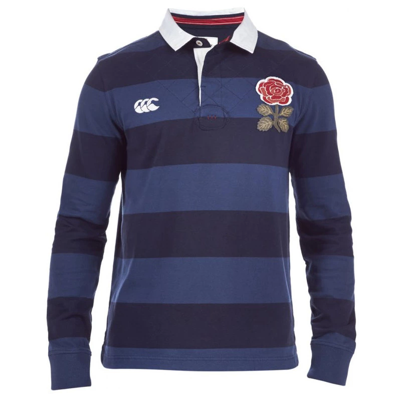 Canterbury Mens England Wide Stripe Long Sleeve Rugby Shirt (Deep Sea