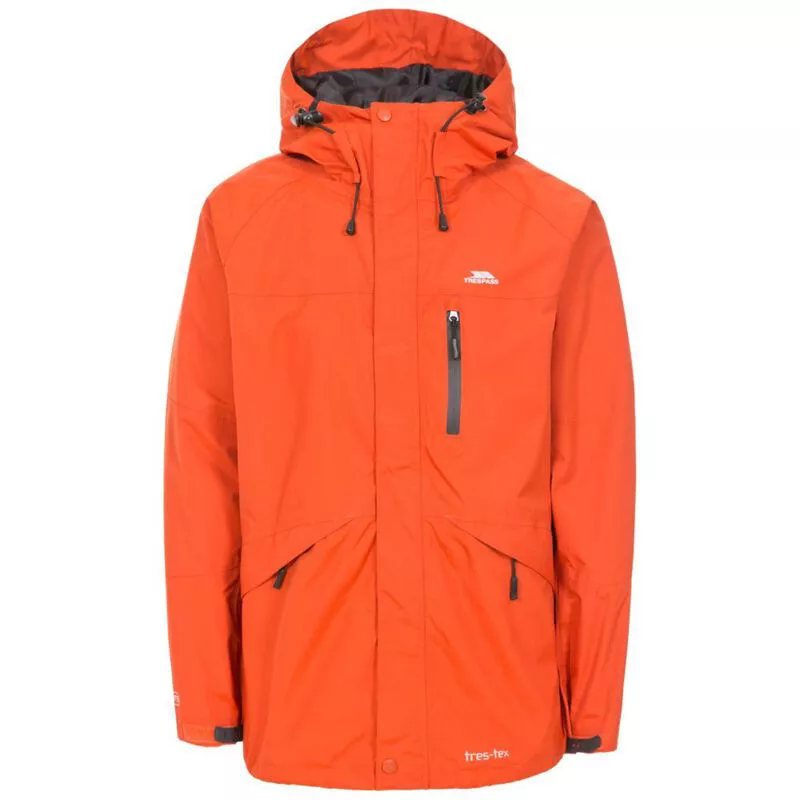 Trespass mens corvo hooded waterproof shell jacket black outlet
