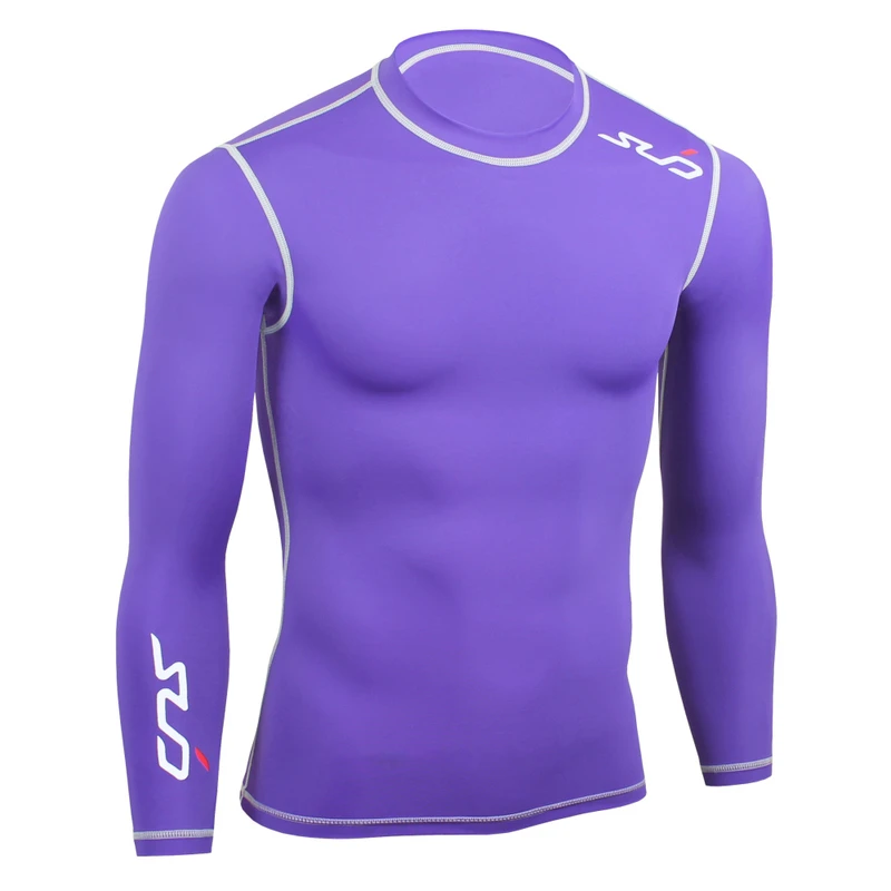 Sub Sports Dual Compression Baselayer Mens Long Sleeve Top Purple Gym Running 